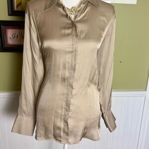 Old Navy Women's Satin Button Down Shirt - Beige
